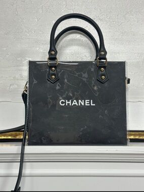 New! Authentic Chanel shopping bag repurposed to purse w crossbody strap